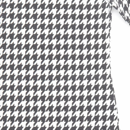 Boohoo Womens Black Houndstooth  A-Line  Size 10