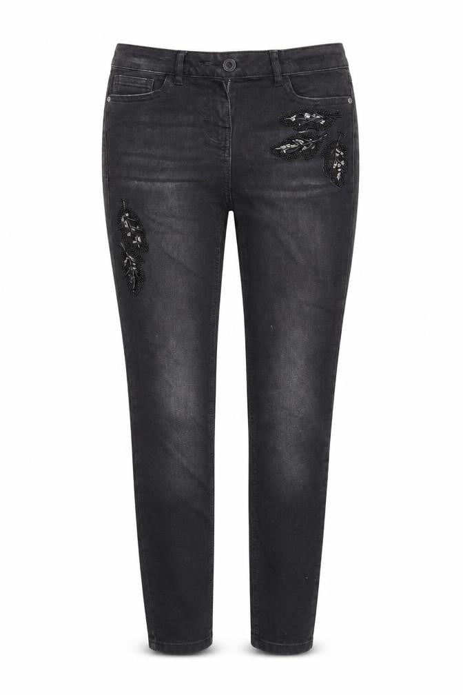Next Womens Black Floral Denim Skinny Jeans Size 8 L28 in