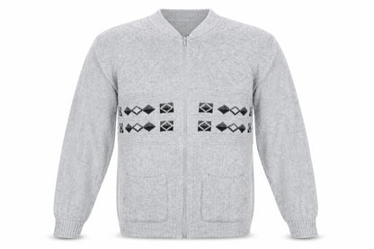 Menswear Mens Grey Argyle/Diamond  Full Zip Sweatshirt Size M