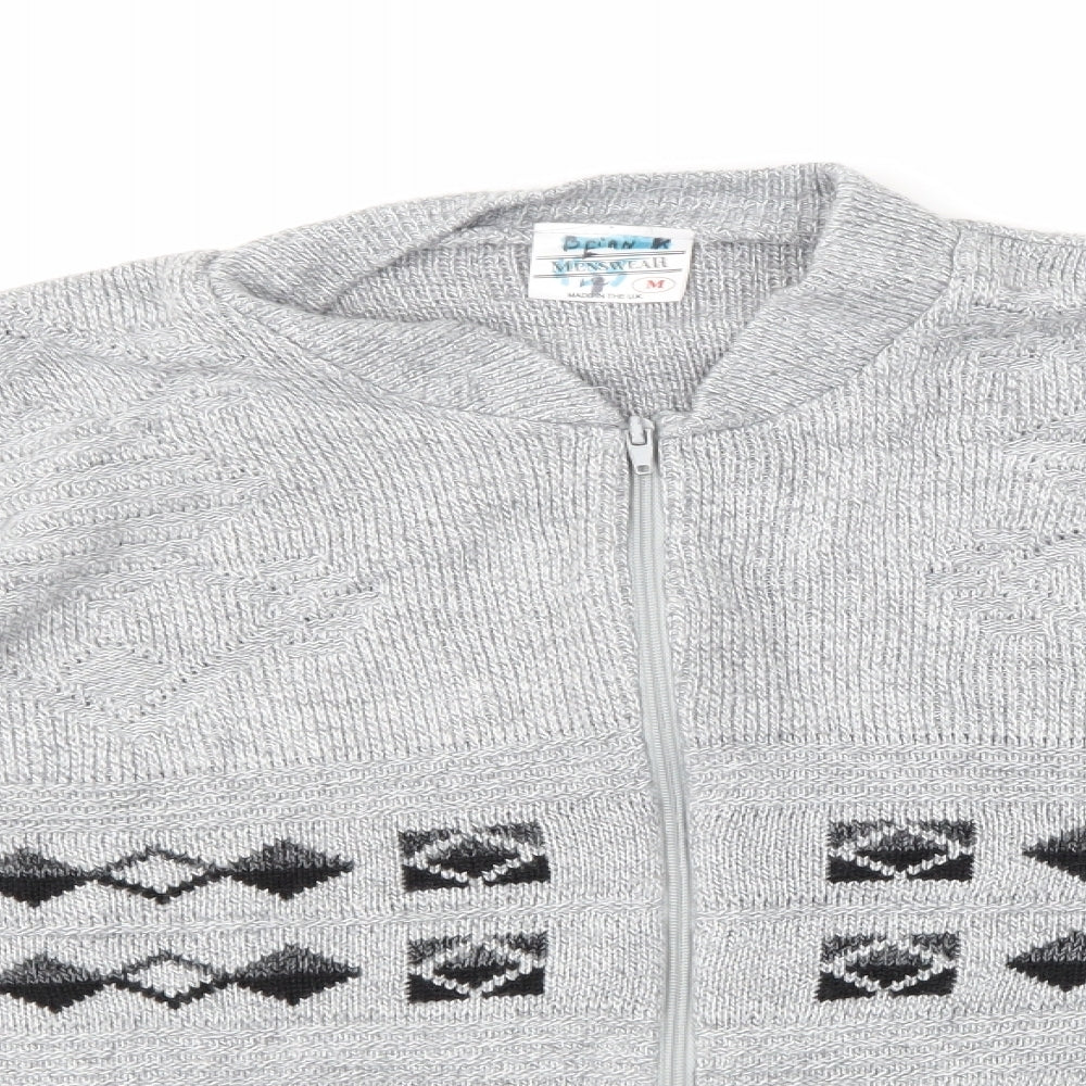 Menswear Mens Grey Argyle/Diamond  Full Zip Sweatshirt Size M
