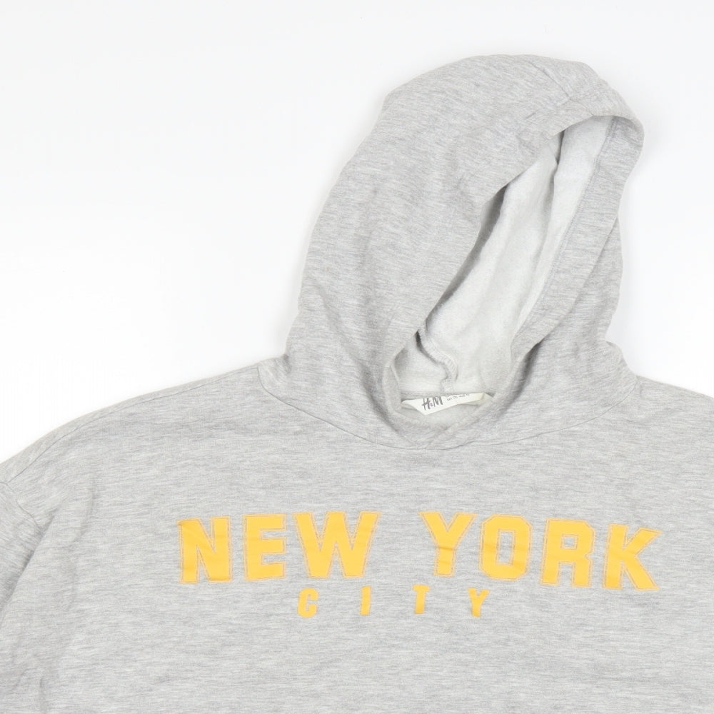 H&M Girls Grey   Pullover Hoodie Size 14 Years