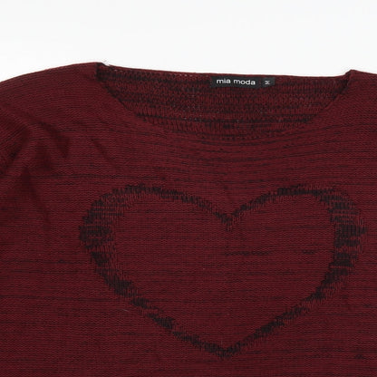 Mia Moda Womens Red   Pullover Jumper Size M