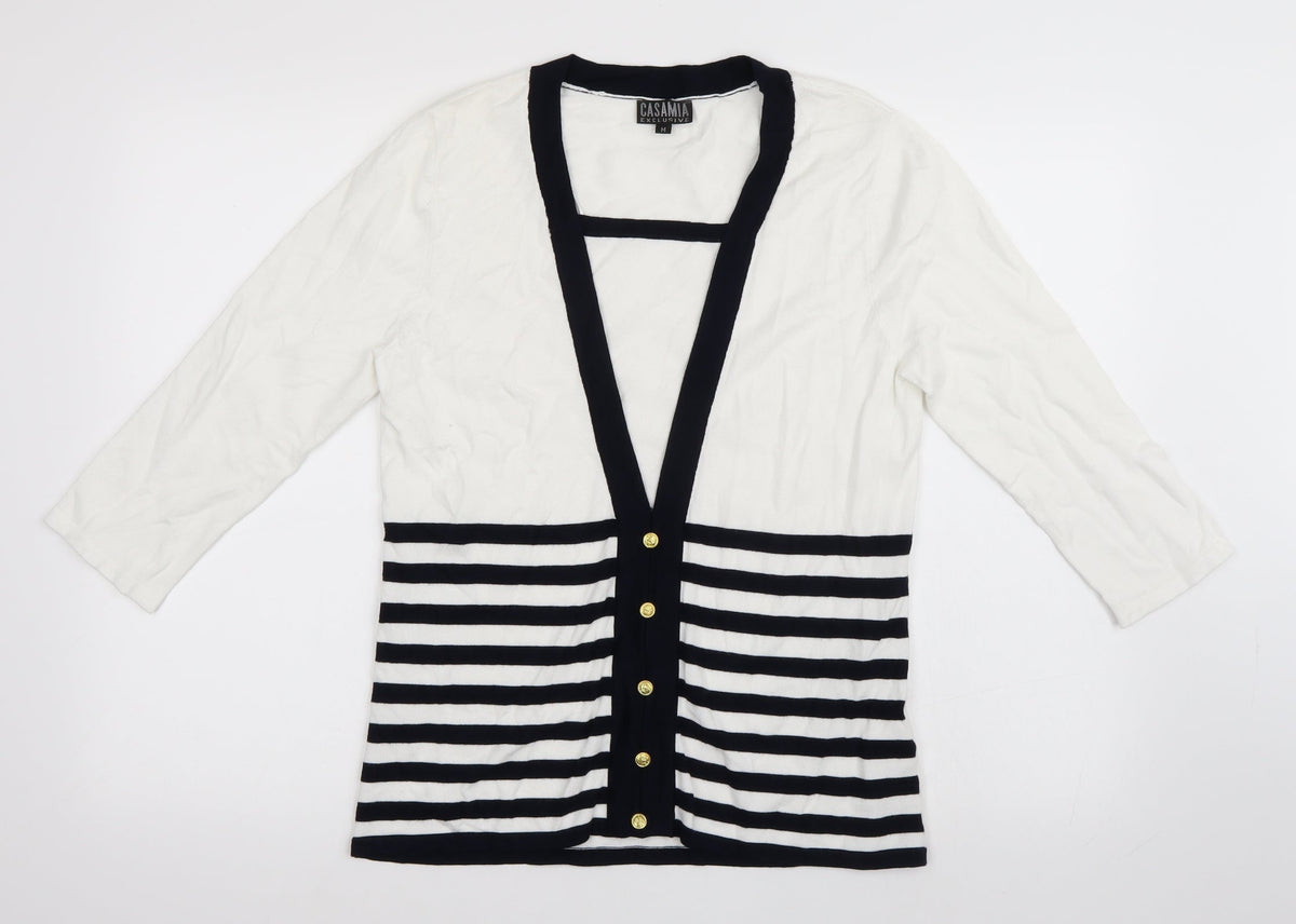 Casamia Womens White Striped Pullover Jumper Size M