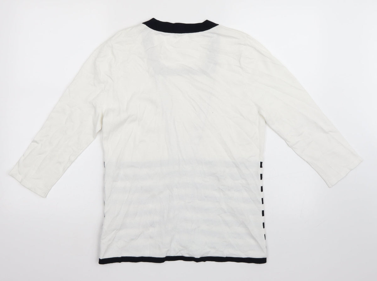 Casamia Womens White Striped Pullover Jumper Size M