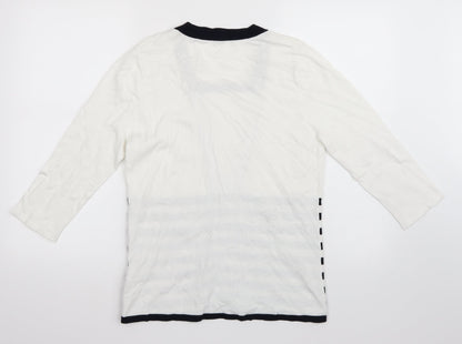 Casamia Womens White Striped Pullover Jumper Size M