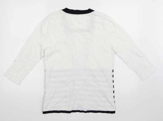 Casamia Womens White Striped  Pullover Jumper Size M