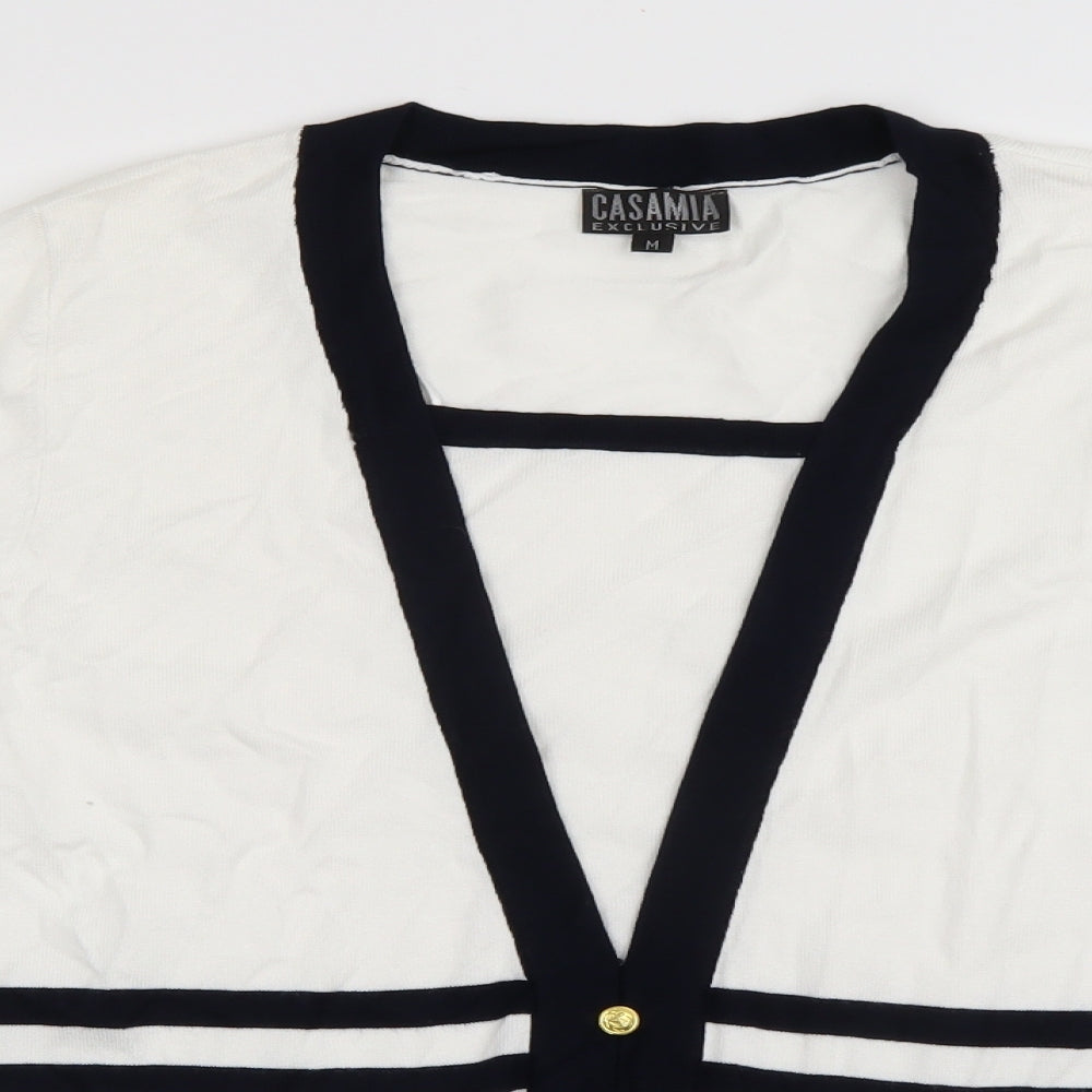 Casamia Womens White Striped Pullover Jumper Size M