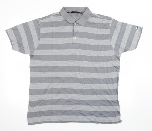 Colin Montgomerie Mens Grey Striped   Polo Size L