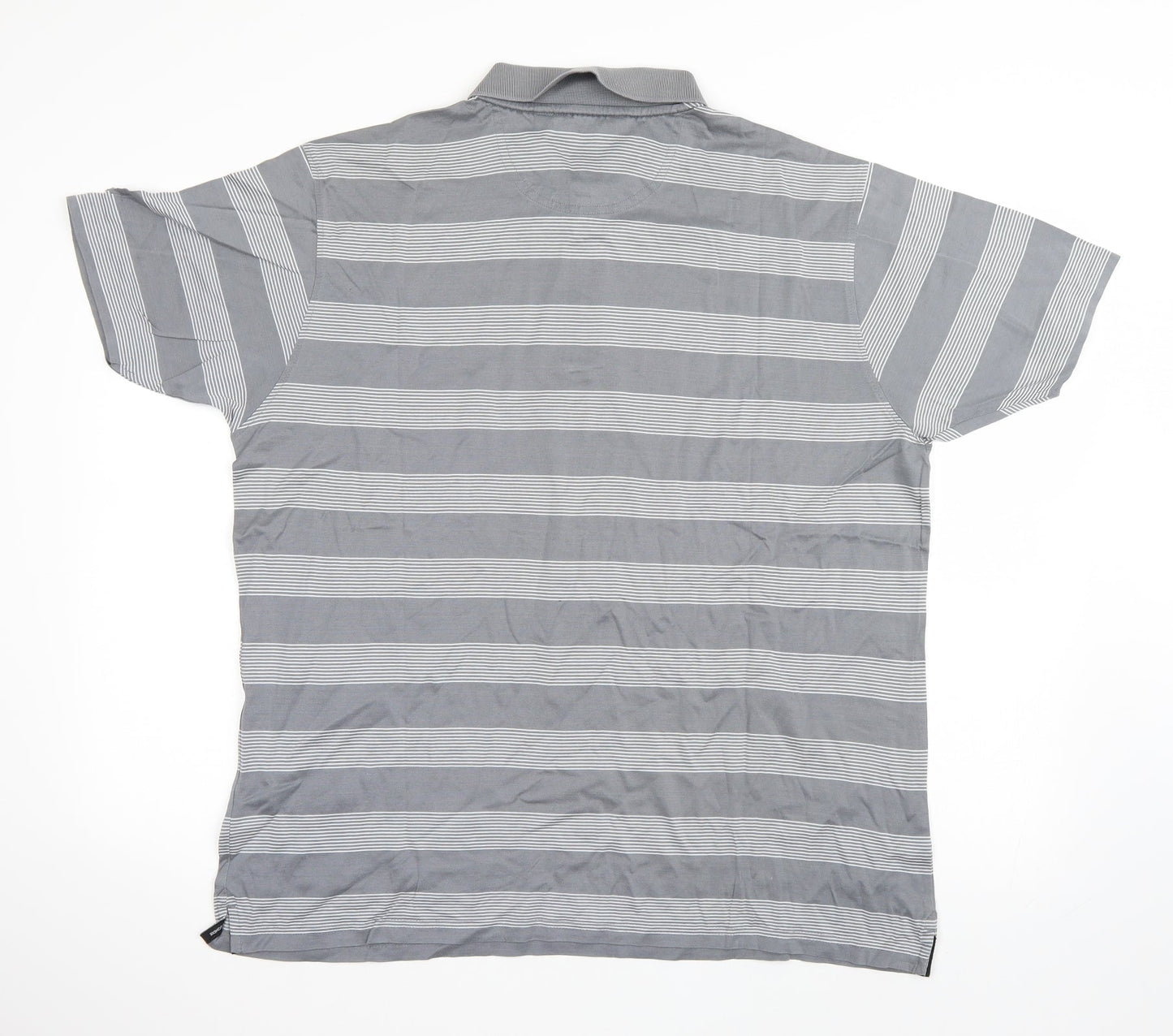 Colin Montgomerie Mens Grey Striped   Polo Size L