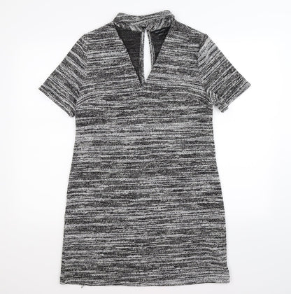 New Look Womens Grey Striped Knit Fit & Flare  Size 12