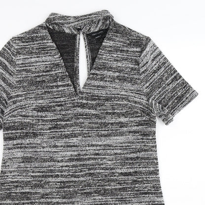 New Look Womens Grey Striped Knit Fit & Flare  Size 12