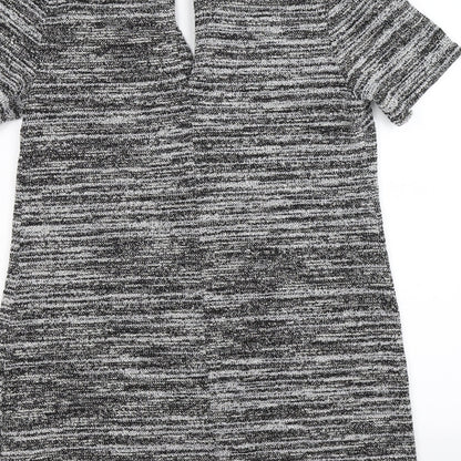 New Look Womens Grey Striped Knit Fit & Flare  Size 12
