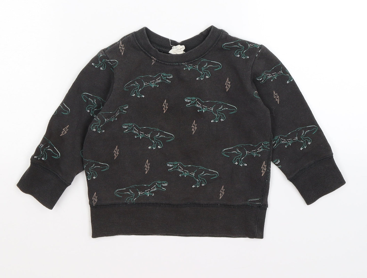 cotton kids Boys Grey  Jersey Pullover Jumper Size 12-18 Months  - dinosaurs