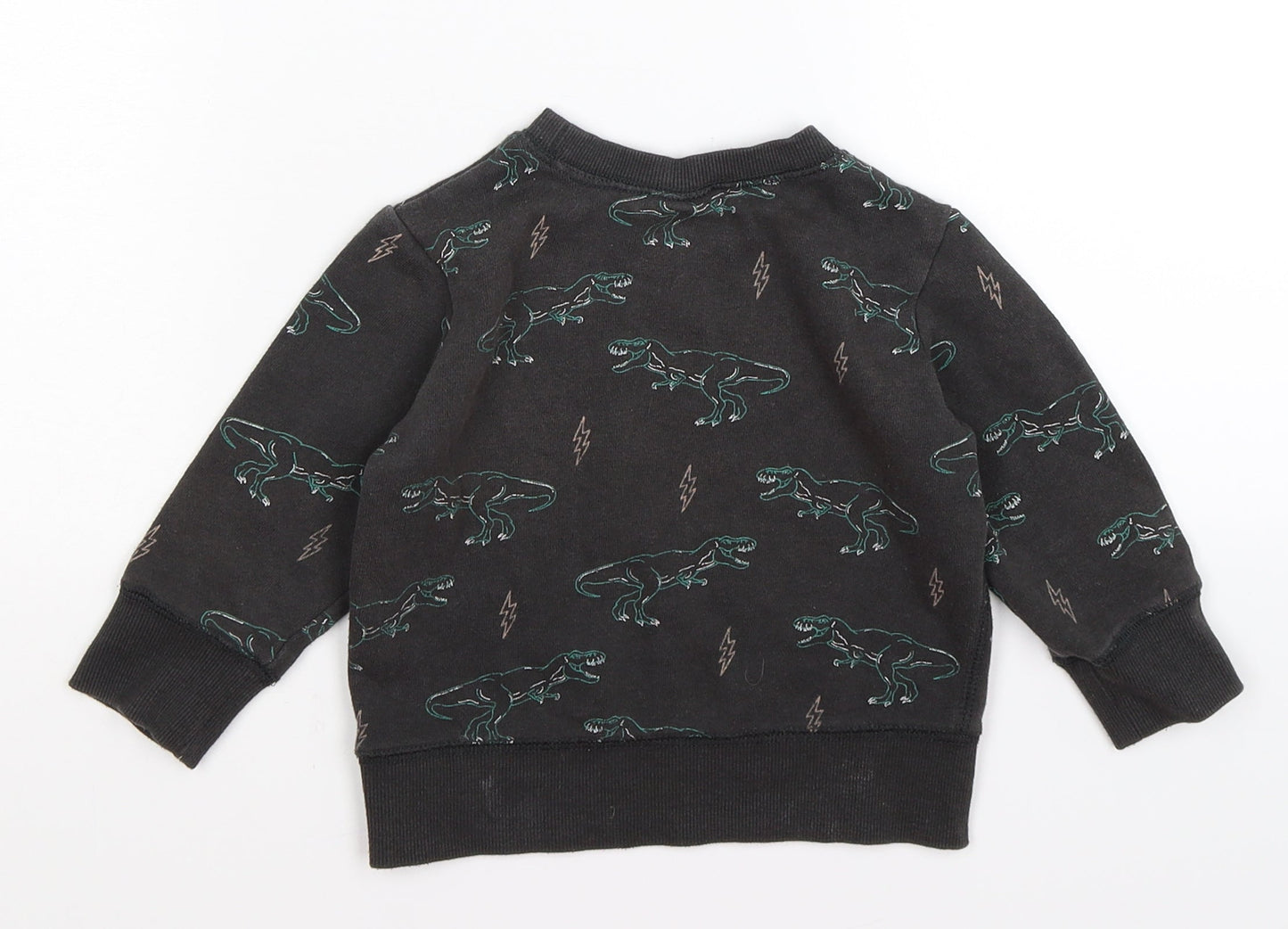 cotton kids Boys Grey  Jersey Pullover Jumper Size 12-18 Months  - dinosaurs