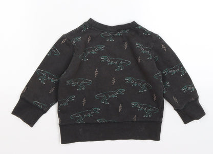 cotton kids Boys Grey  Jersey Pullover Jumper Size 12-18 Months  - dinosaurs