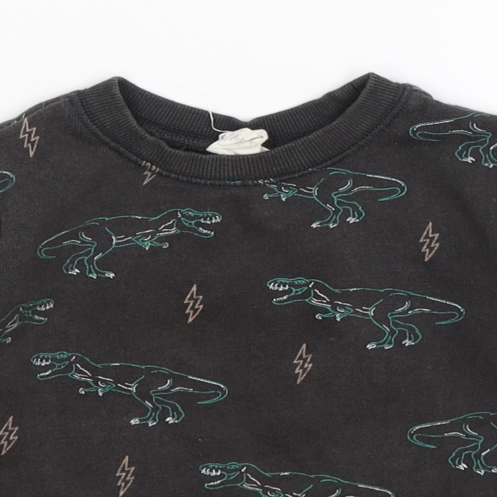 cotton kids Boys Grey  Jersey Pullover Jumper Size 12-18 Months  - dinosaurs