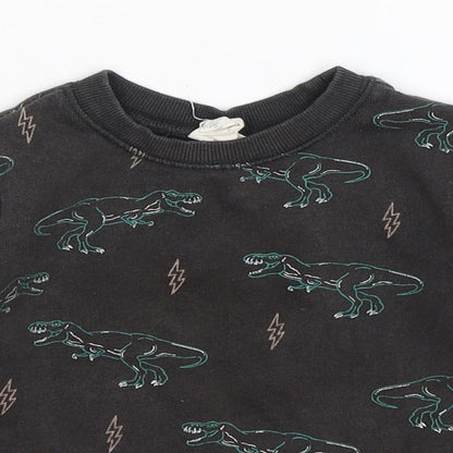 cotton kids Boys Grey  Jersey Pullover Jumper Size 12-18 Months  - dinosaurs