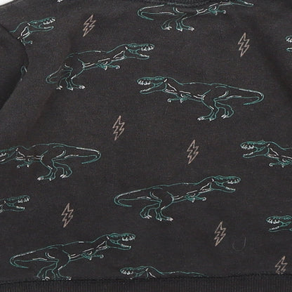 cotton kids Boys Grey  Jersey Pullover Jumper Size 12-18 Months  - dinosaurs