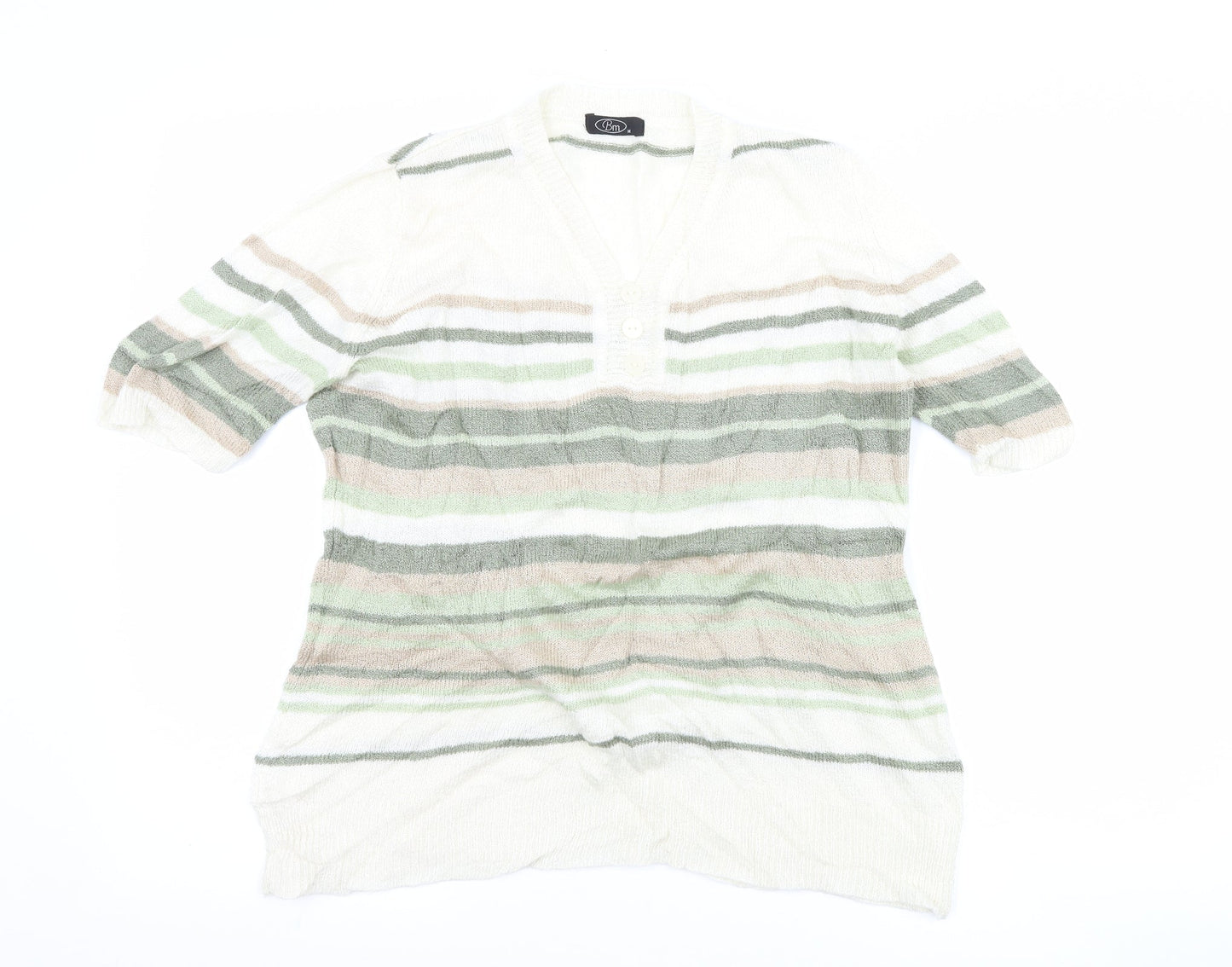 Womens UK Size M BM Collection White Basic T-Shirt