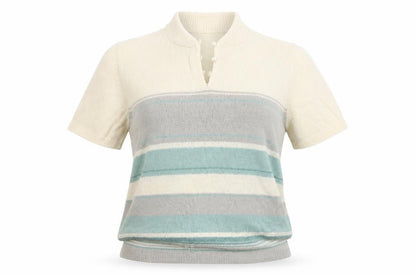 Bonmarché Womens Ivory Striped Basic T-Shirt Size M