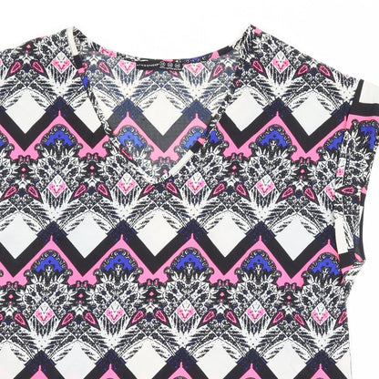 Atmosphere Womens White Geometric  Basic Blouse Size 14