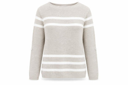 Bonmarché Womens Beige Striped Pullover Jumper Size S
