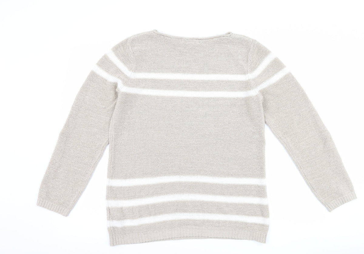 Bonmarché Womens Beige Striped Pullover Jumper Size S