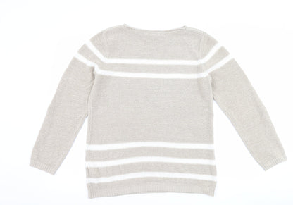 Bonmarché Womens Beige Striped Pullover Jumper Size S