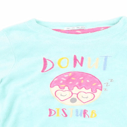 just like you Womens Blue  Fleece Top Pyjama Top Size M  - donut disturb