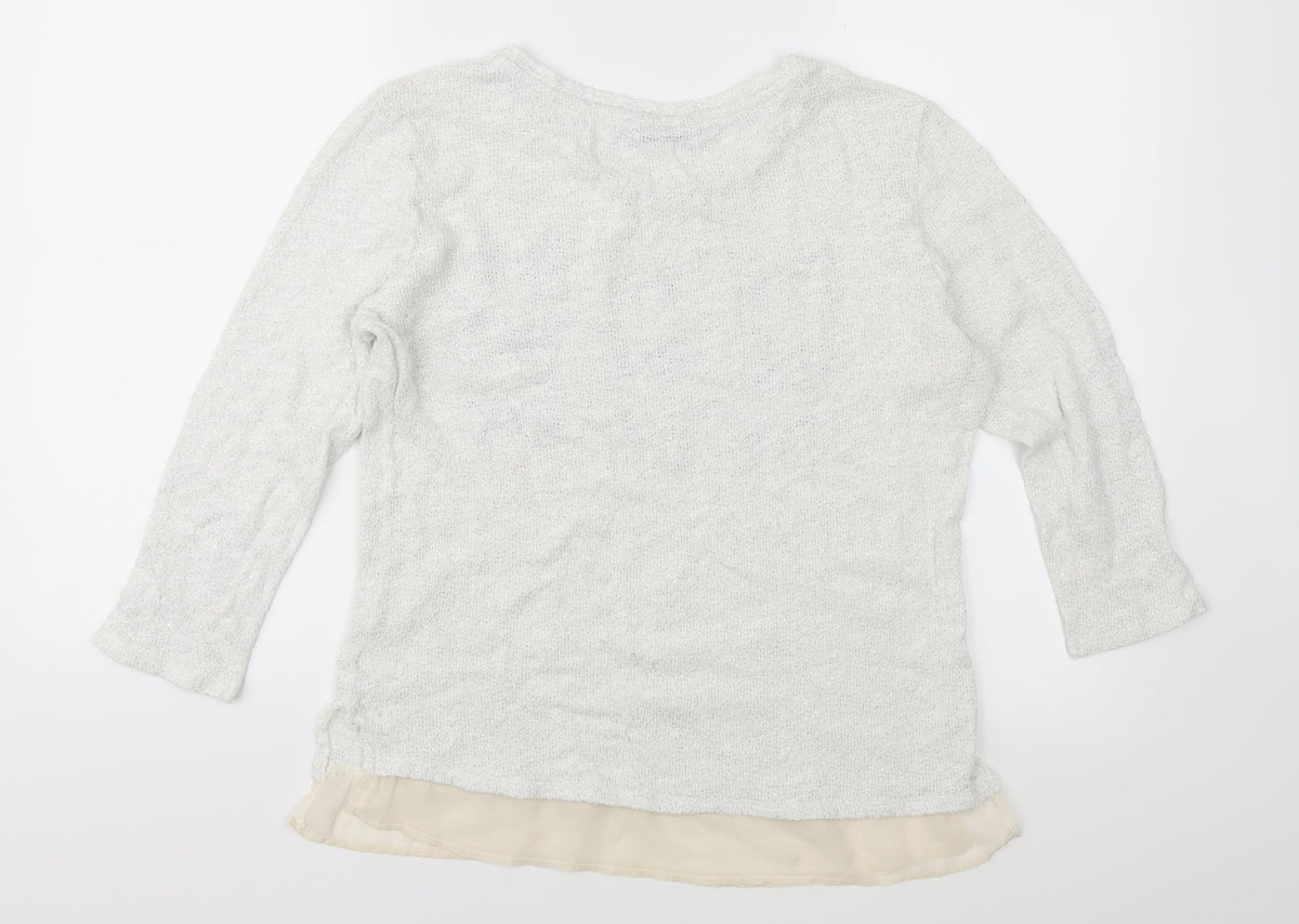 Tu Womens White  Knit Pullover Jumper Size 14