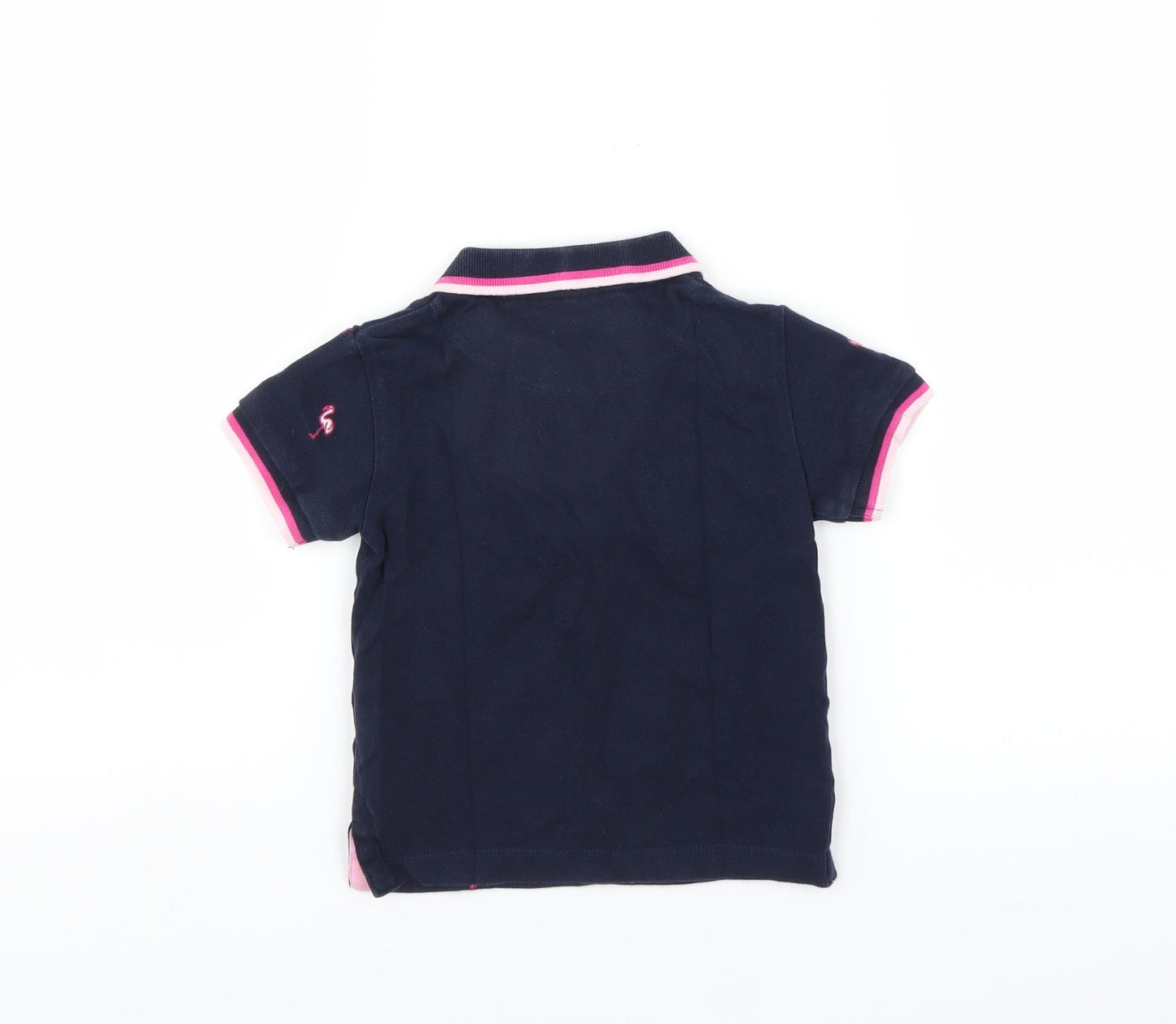 NEXT Girls Blue   Basic Polo Size 12-18 Months  - Flamingo print