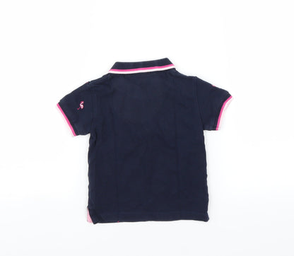 NEXT Girls Blue   Basic Polo Size 12-18 Months  - Flamingo print