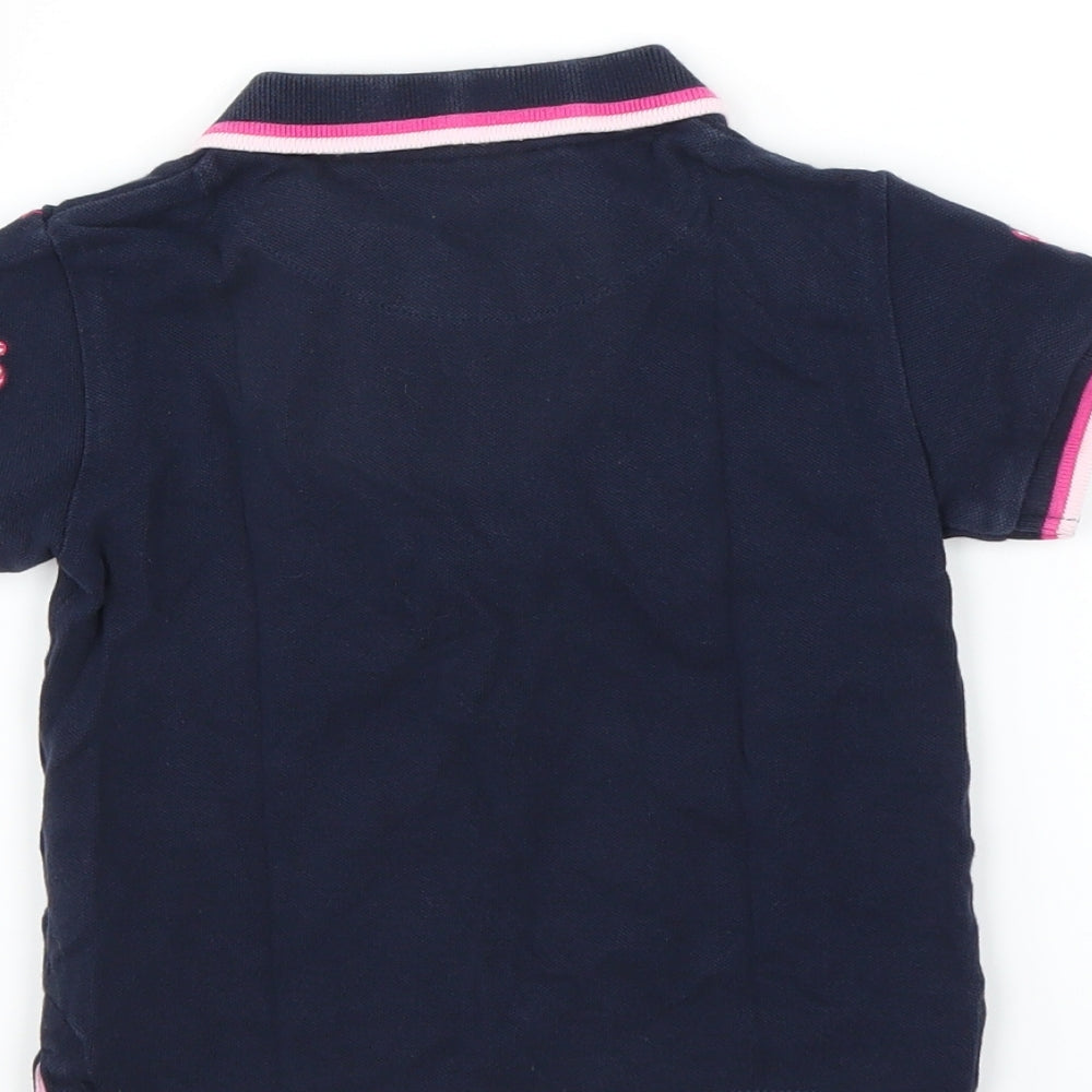 NEXT Girls Blue   Basic Polo Size 12-18 Months  - Flamingo print