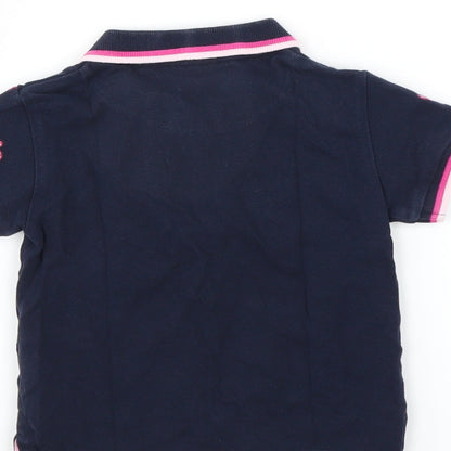 NEXT Girls Blue   Basic Polo Size 12-18 Months  - Flamingo print