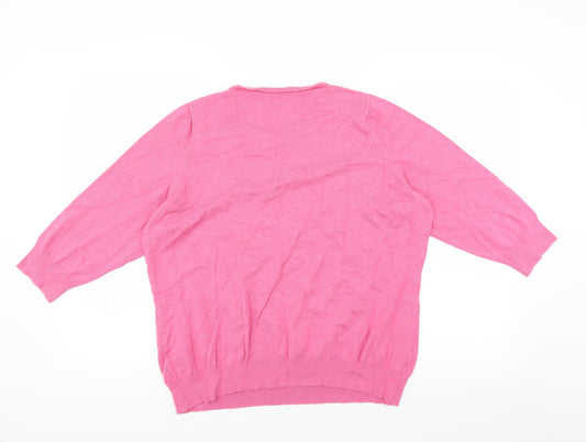 BM Collection Womens Pink   Pullover Jumper Size L  - beaded neckline