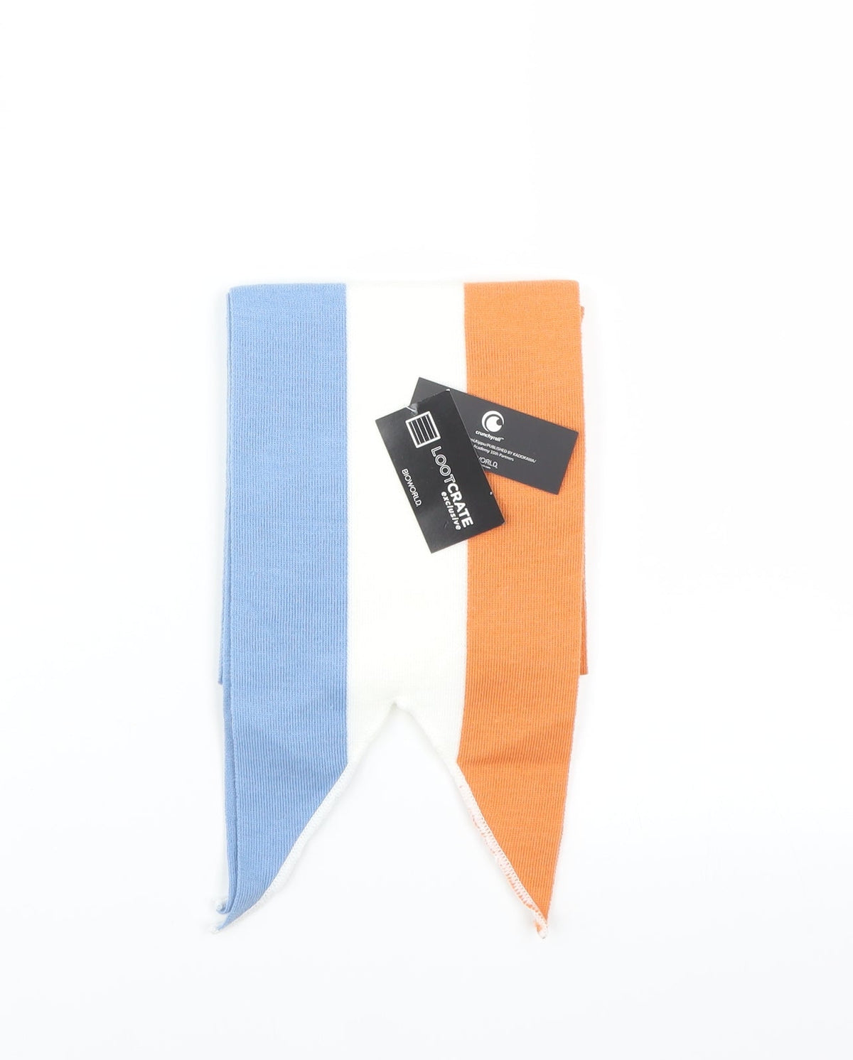 Front view of Loot Crate unisex multicoloured striped scarf