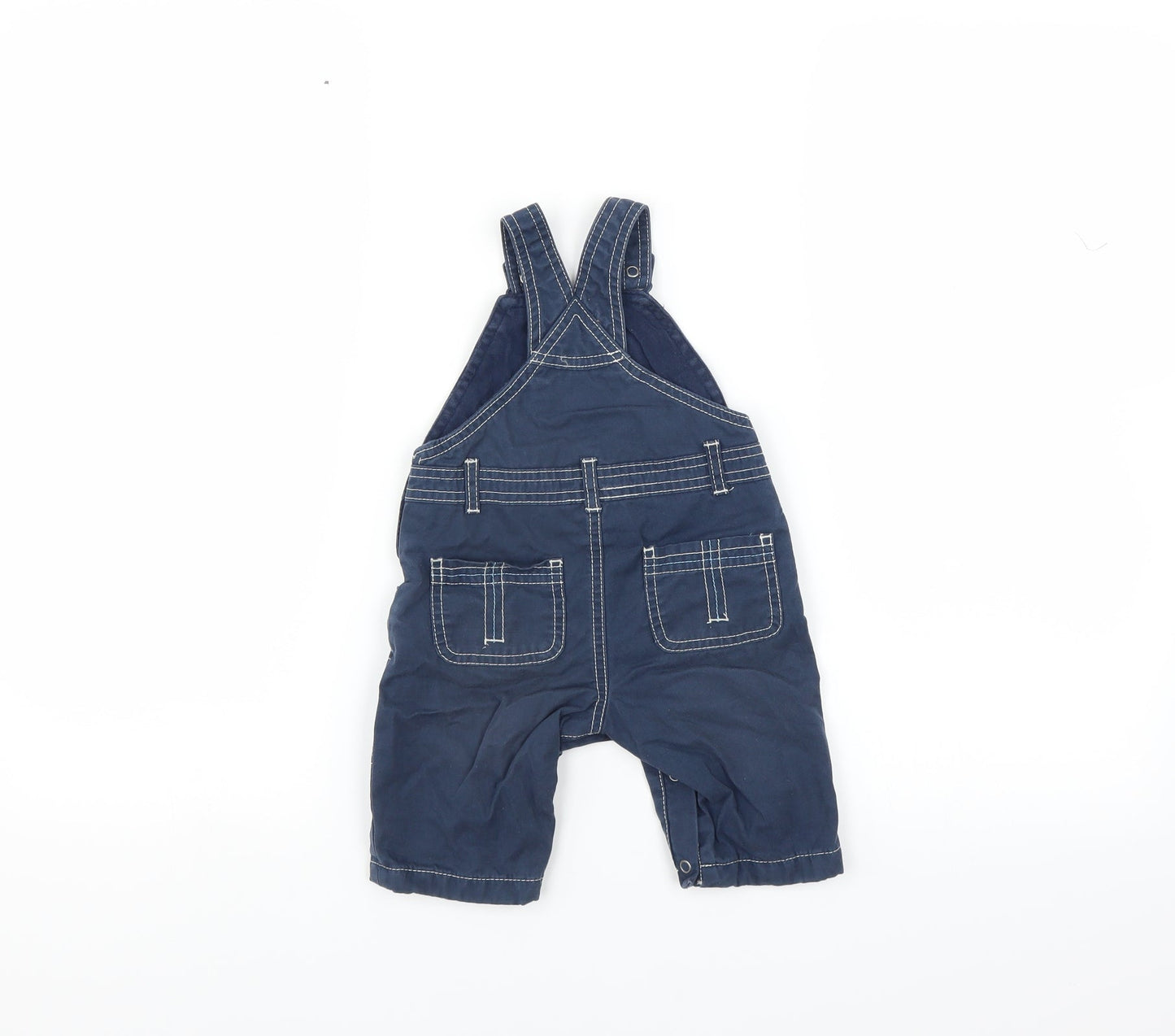 F&F Boys Blue   Dungaree Outfit/Set Size 3-6 Months  - boat embroidery