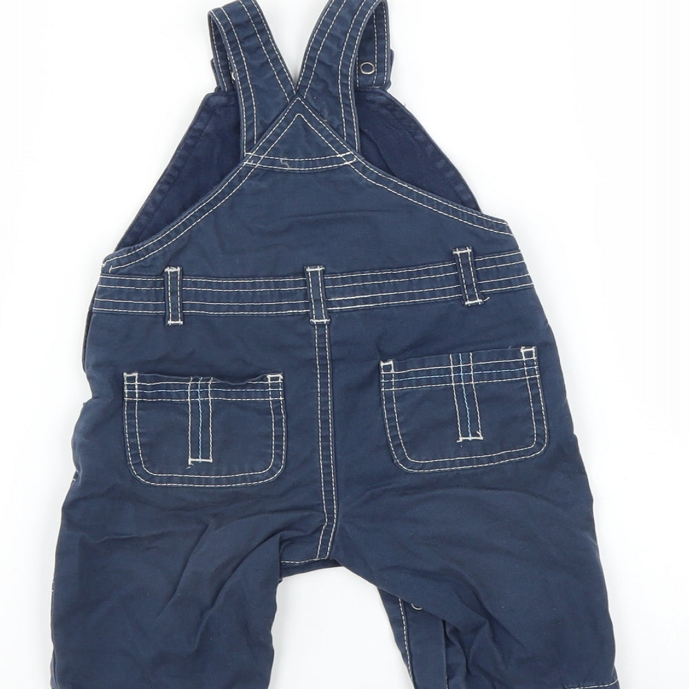 F&F Boys Blue   Dungaree Outfit/Set Size 3-6 Months  - boat embroidery