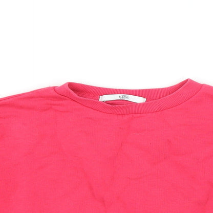 Marks and Spencer Girls Pink   Pullover Sweatshirt Size 3-4 Years  - ruffled sleeve detail