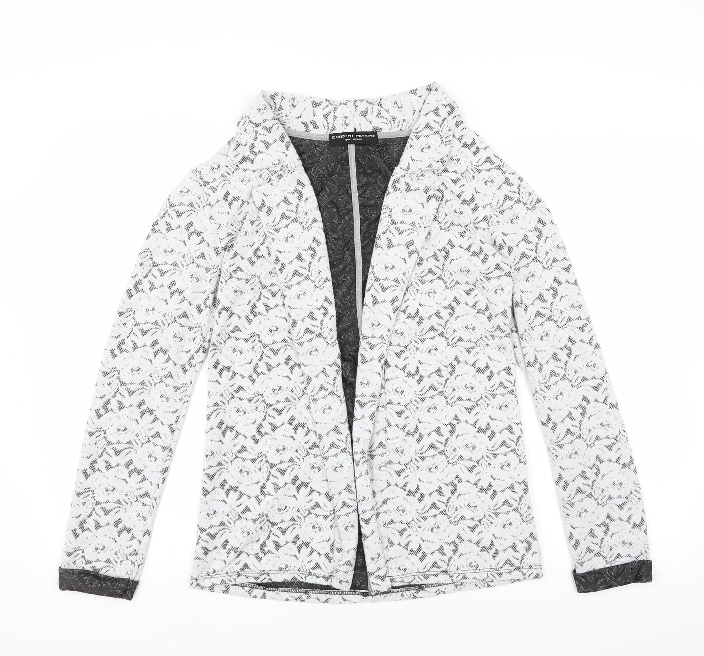 Dorothy Perkins Womens Grey Floral  Jacket Blazer Size 10