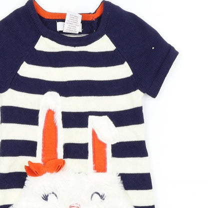 Miss Mona mouse Boys Blue Striped  Fit & Flare  Size 18-24 Months