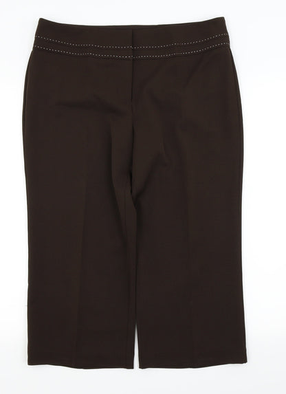 Womens UK Size 14 South Regular Fit Capri Brown Trousers