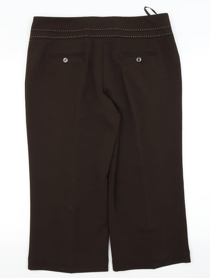 Womens UK Size 14 South Regular Fit Capri Brown Trousers