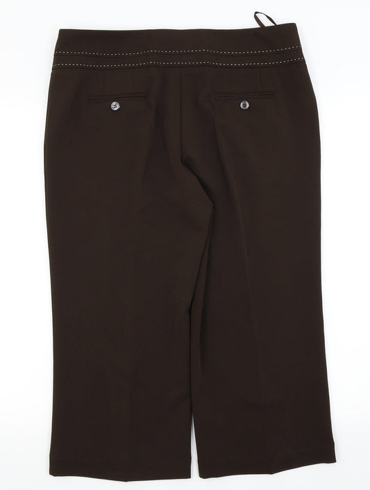 Womens UK Size 14 South Regular Fit Capri Brown Trousers