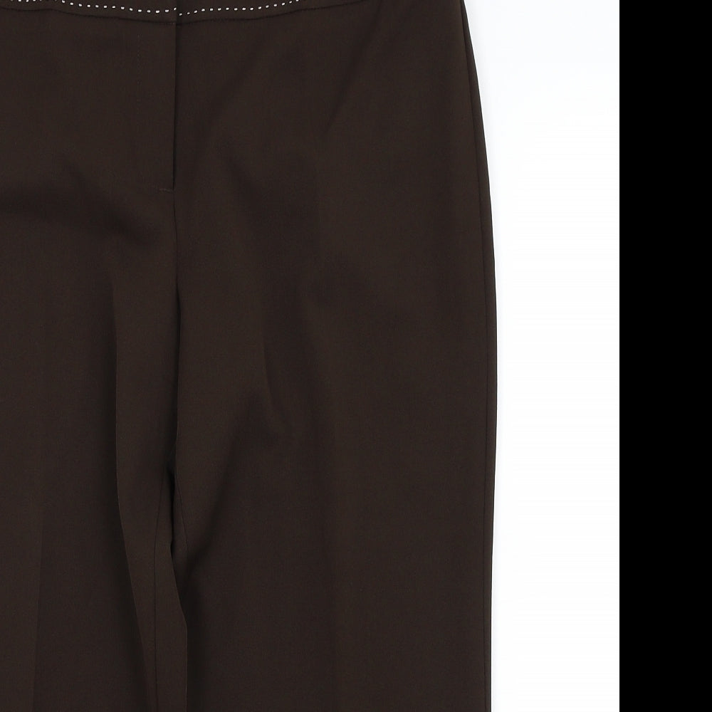 Womens UK Size 14 South Regular Fit Capri Brown Trousers
