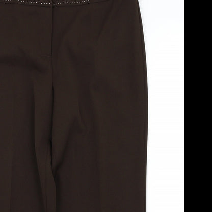 Womens UK Size 14 South Regular Fit Capri Brown Trousers