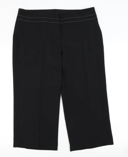 Womens UK Size 14 South Regular Fit Capri Black Trousers
