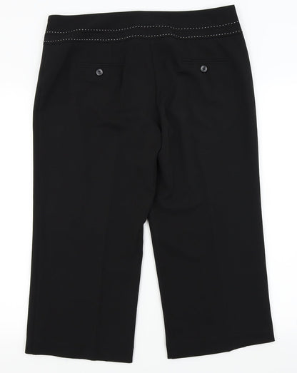Womens UK Size 14 South Regular Fit Capri Black Trousers