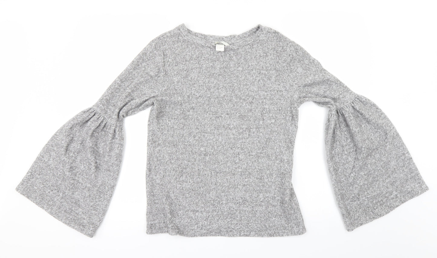H&M Womens Grey   Pullover Jumper Size S  - Flare sleeve