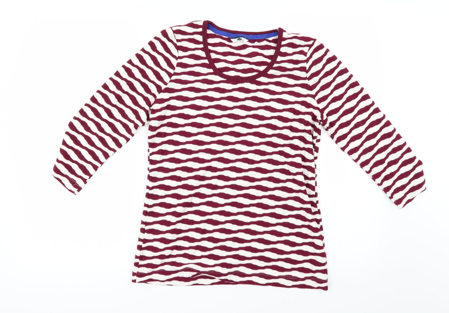 DASH Womens Red Striped  Basic T-Shirt Size 10